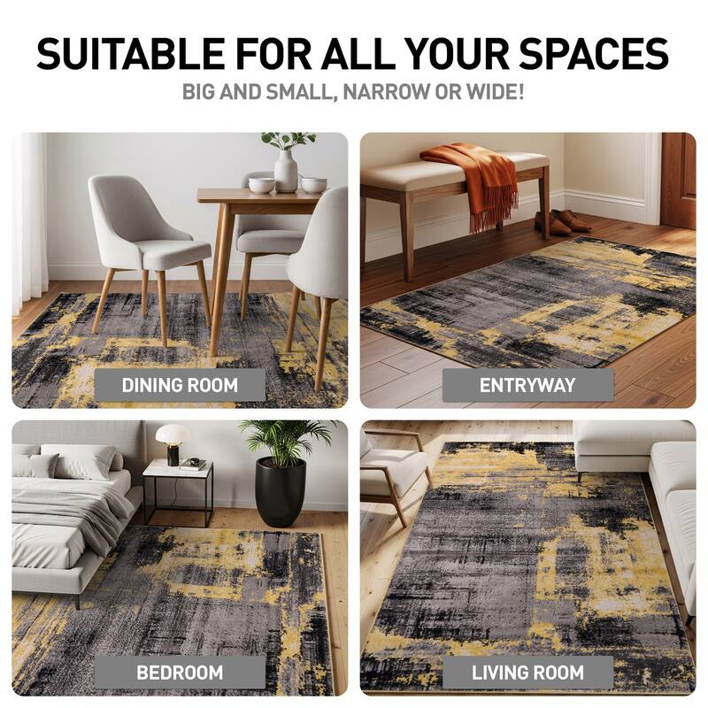 World Rug Gallery Modern Abstract Design Black Area Rug