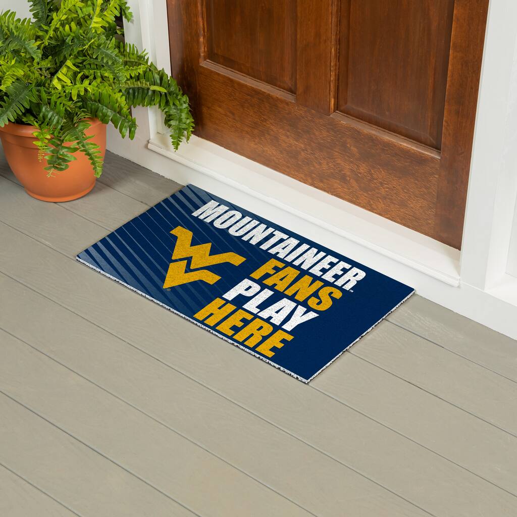 28 in. x 16 in. West Virginia University "Fans Play Here" PVC Door Mat