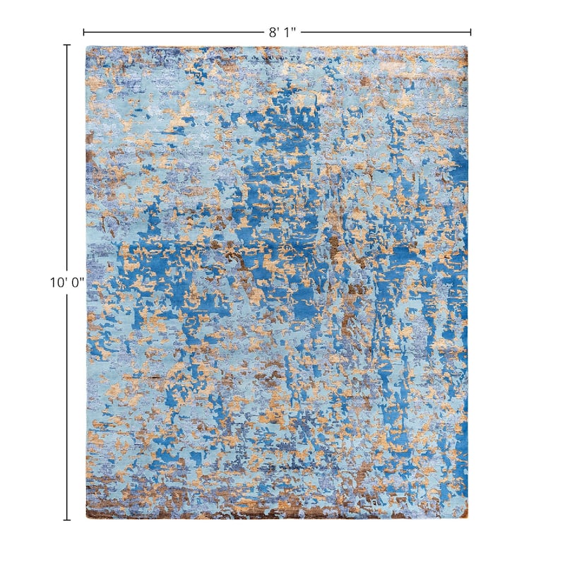 Modern One-of-a-Kind Hand-Knotted Area Rug, Blue - 8' 1" x 10' 0"