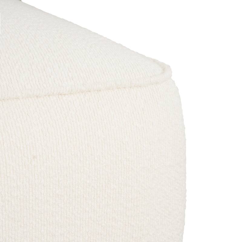 Upholstered Square Ottoman, White, Boucle