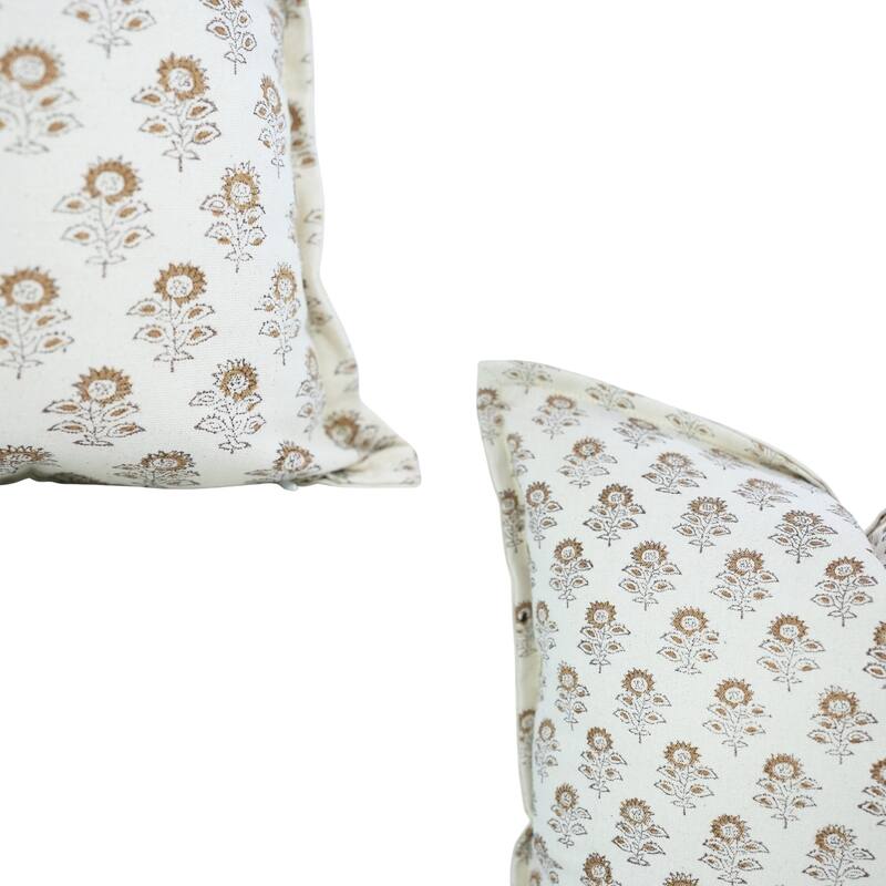 Fabdivine Handmade Block Print Cushion Cover Throw Home Décor Double Oxford Edges Pillow Case