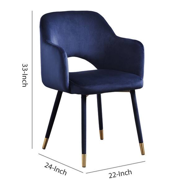 Shop Velvet Padded Accent Chair With Open Back And Angled Legs Blue And Gold Overstock 31763101