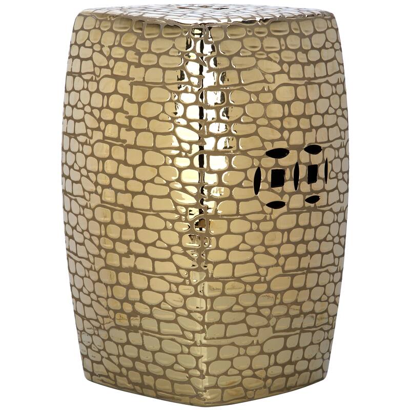 SAFAVIEH Lavenia Plated Gold Ceramic Decorative Garden Stool