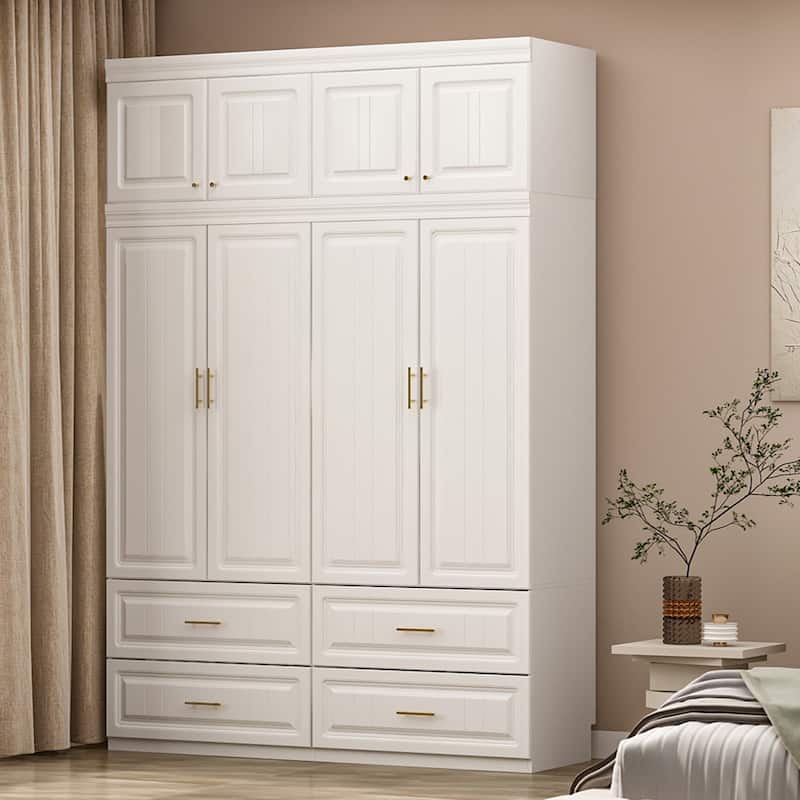 93.9"H/74.2"H Armoires Wardrobe Closet Cabinet Hanging Drawers Storage
