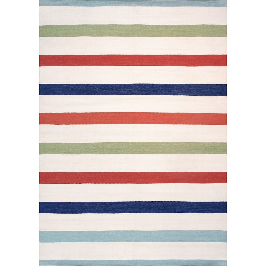 Pasargad Home Hampton Striped Indoor/Outdoor Area Rug