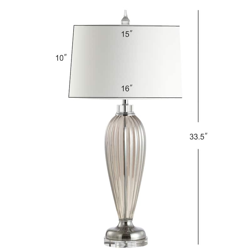 Chloe 33.5" Glass/Crystal LED Table Lamp, Smoked Grey by JONATHAN Y