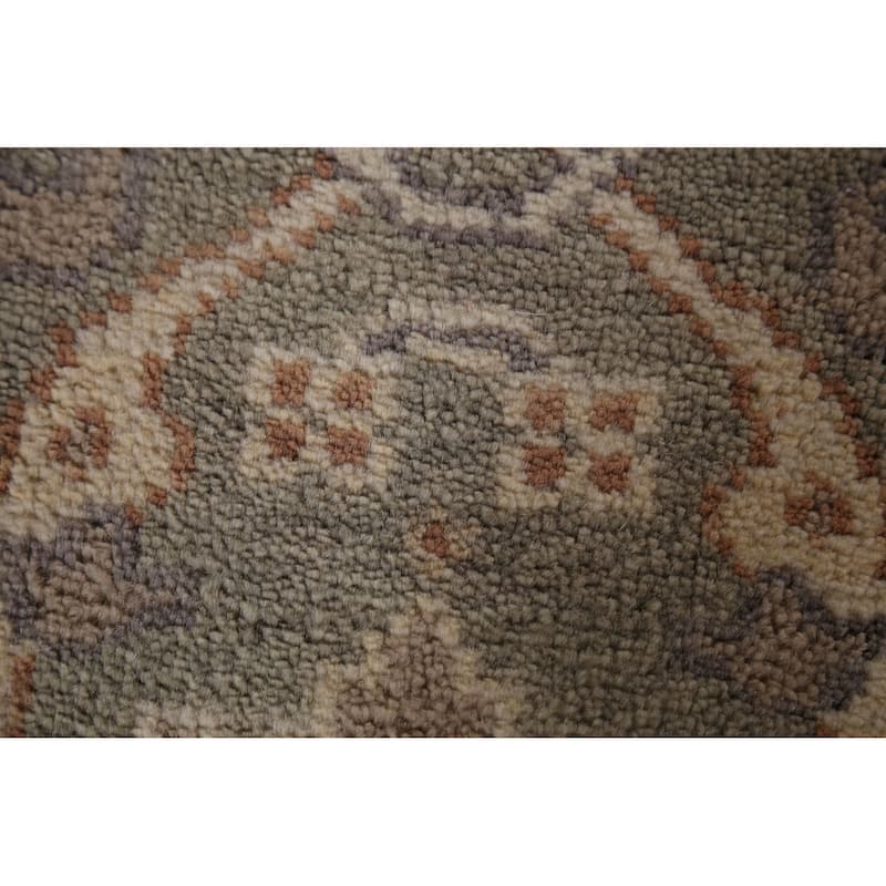 All-Over Oushak Indian Runner Rug Hand-Knotted Wool Carpet - 2'7"x 10'0"