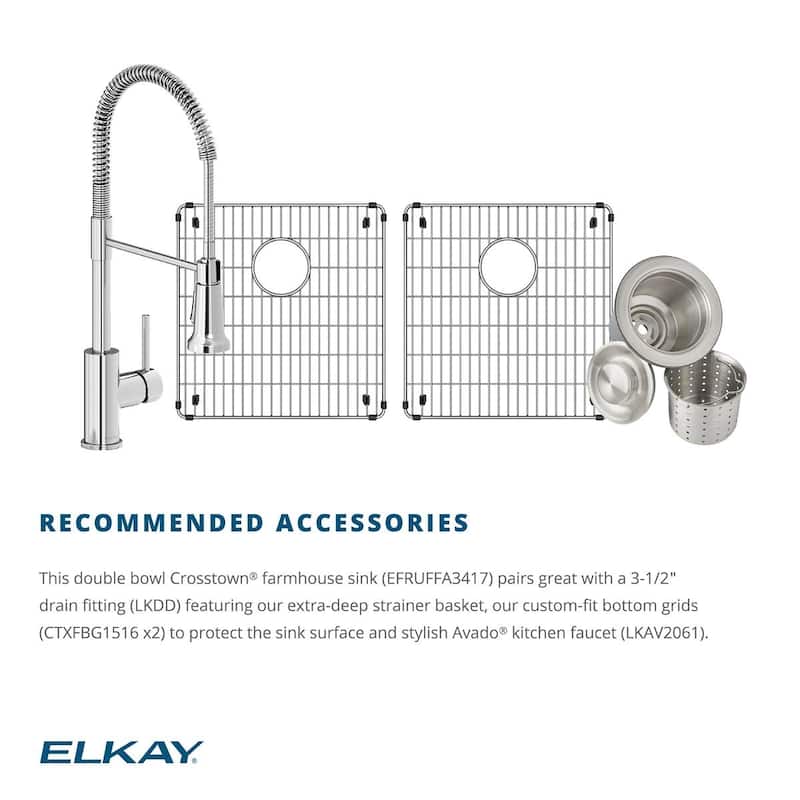 Elkay Crosstown 16 Gauge Stainless Steel 35-7/8" x 20-1/4" x 9" Equal Double Bowl Tall Farmhouse Sink with Aqua Divide