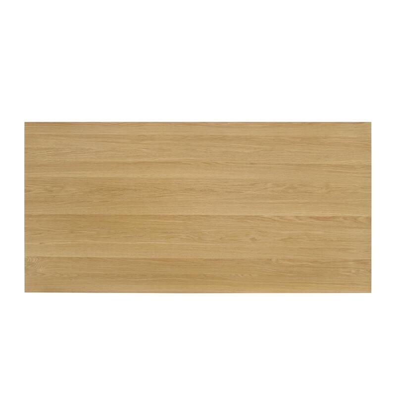 Rectangular Wooden Dining Table with Vertical Striation Degisn in Natural
