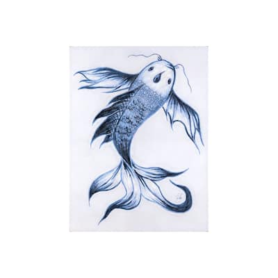 Koi Fish Blue I (30 x 40) Canvas Art Print