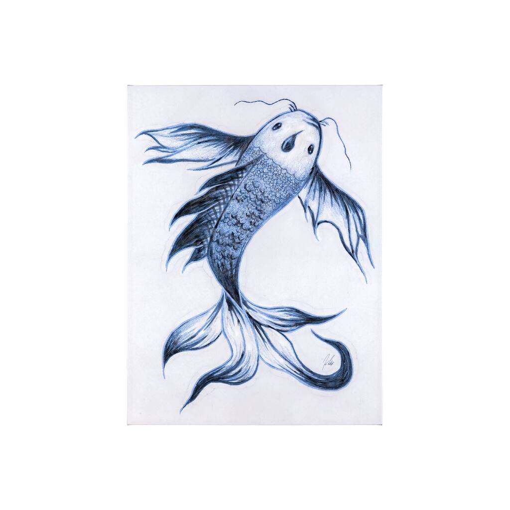 Koi Fish Blue I (30 x 40) Canvas Art Print