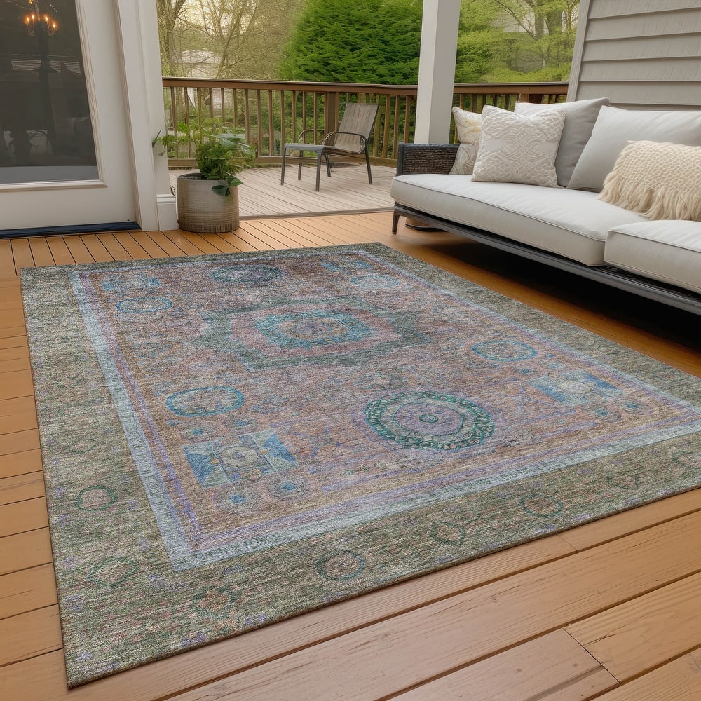 Machine Washable Indoor/Outdoor Traditional Chantille Rug