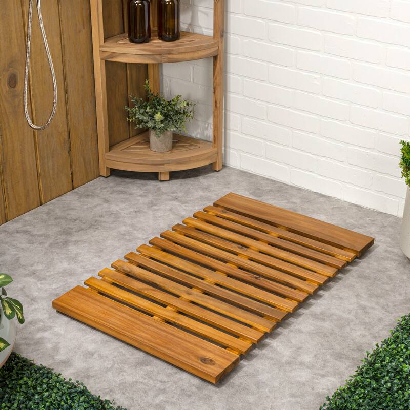 Paige Acacia Wood Slat Natural Indoor/Outdoor Shower Mat