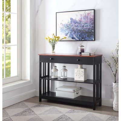 Convenience Concepts Mission 1 Drawer Console Table with Shelves