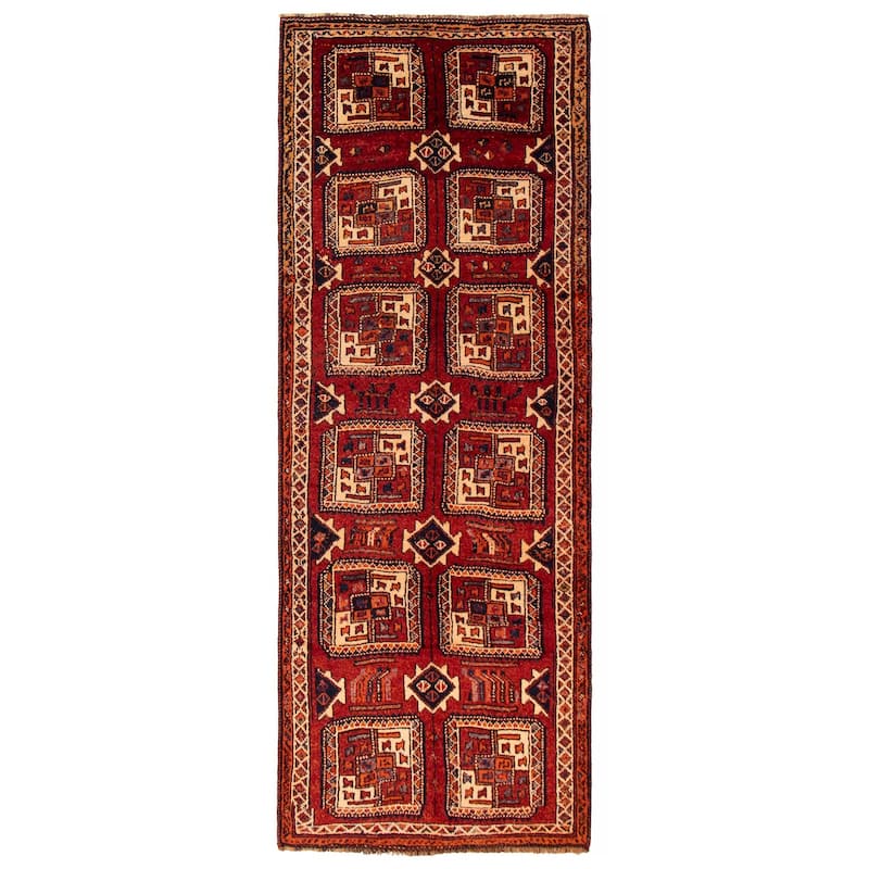 ECARPETGALLERY Hand-knotted Melis Vintage Red Wool Rug - 4'6 x 11'10 - Dark Red - 4'6 x 11'10