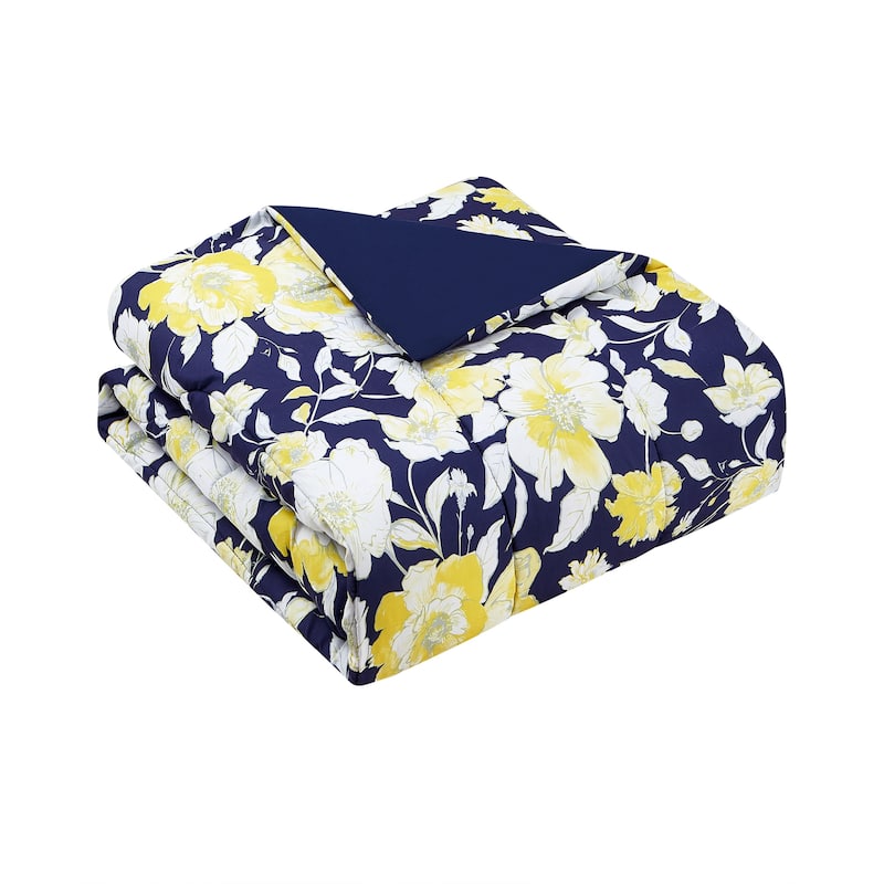 CEDAR COURT Aster Floral Yellow Ultra Soft Microfiber Reversible Comforter Set
