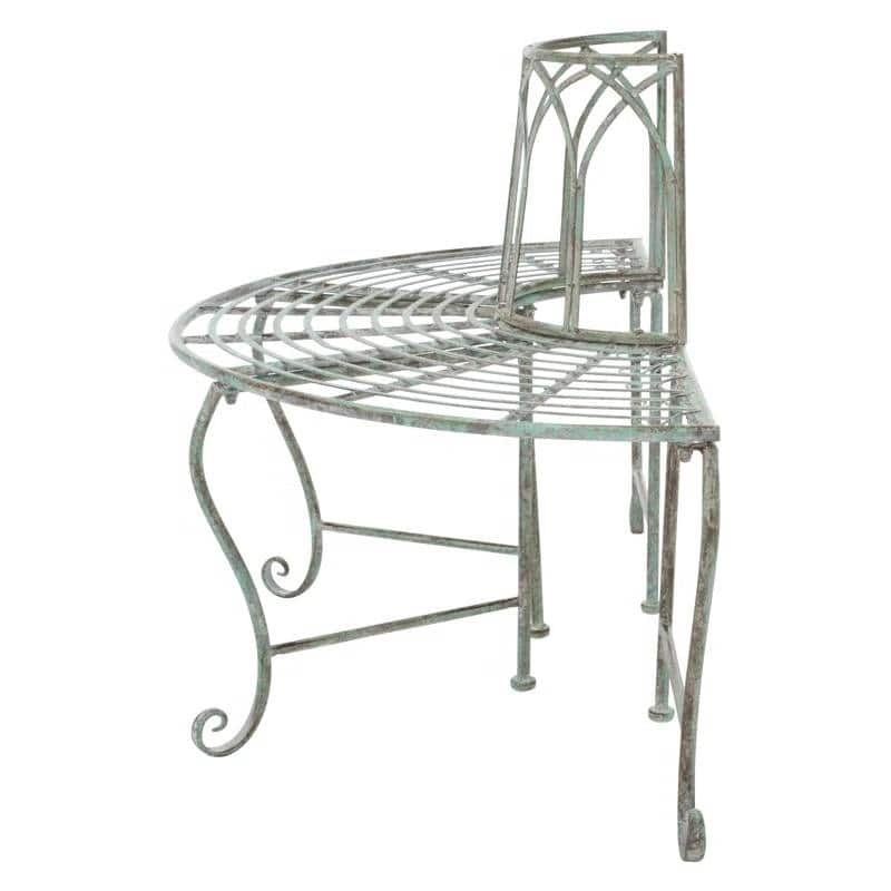 Iron Outdoor Half-Circle Patio Garden Tree Bench - 23.5'' D x 50” W x 30.75” H