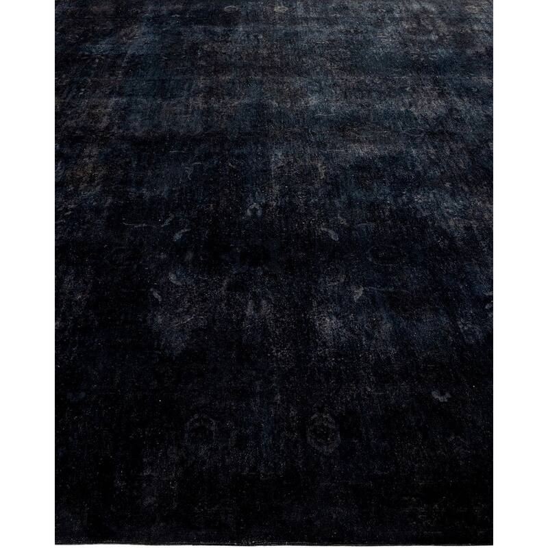 Overton Hand Knotted Wool Vintage Inspired Modern Contemporary Overdyed Black Area Rug - 9' 1" x 15' 4"