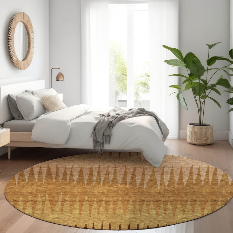 Premium Washable Super Soft Modern Spikes Mayfield Rug - Paprika - 8' x 8'