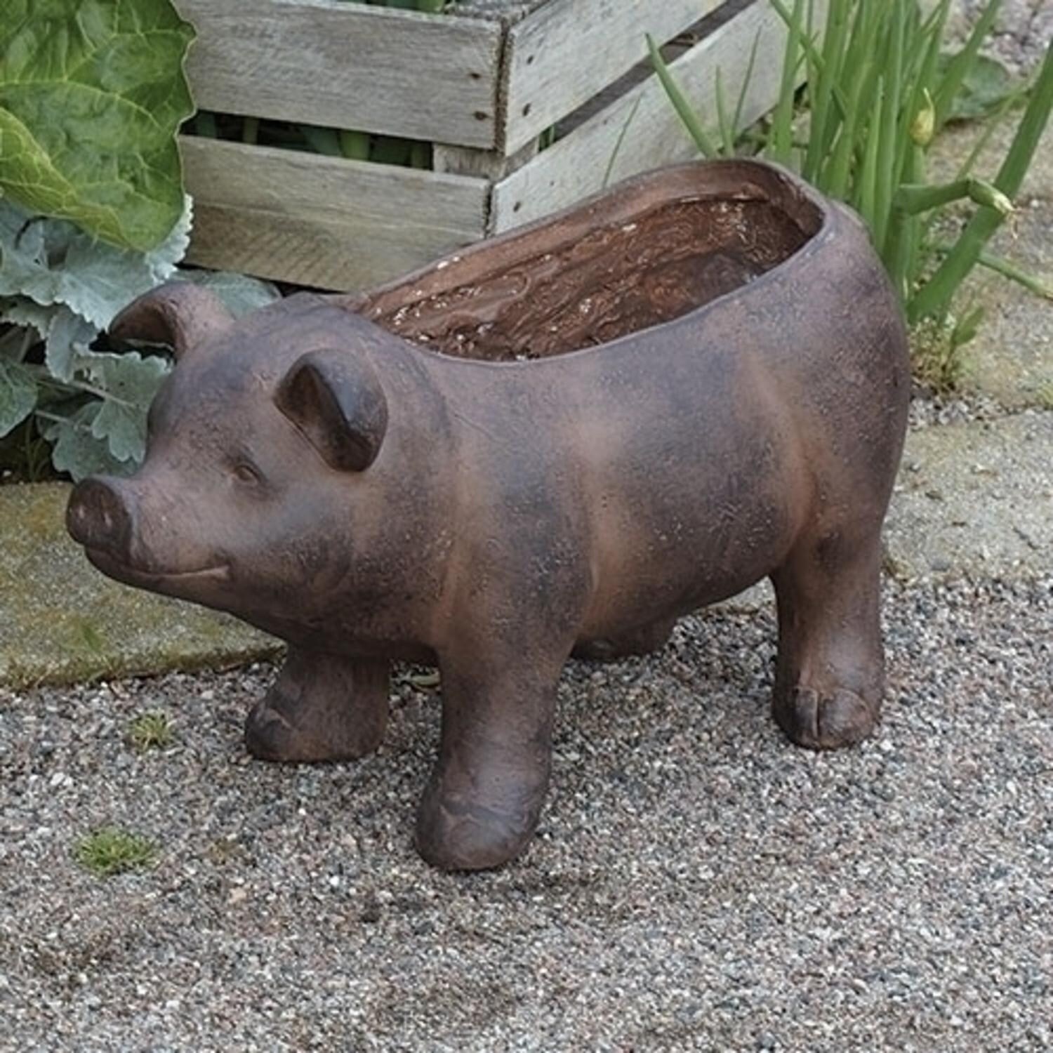 Shop Set Of 2 Rustic Piglet Resin Planters Garden Decor 17 5