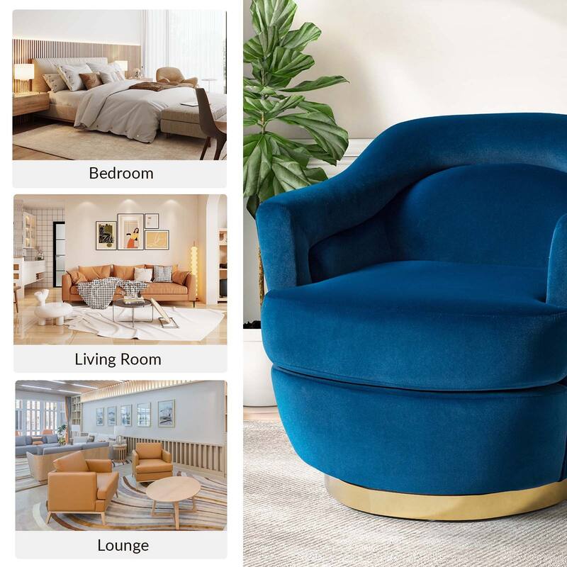 Kanstantin Modern Upholstered Swivel Barrel Chair with Golden Base Set Of 2 by HULALA HOME