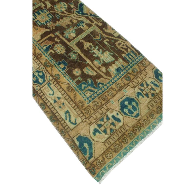 Vintage Distressed Cathrine Brown/Blue Runner - 2'4" x 9'10"