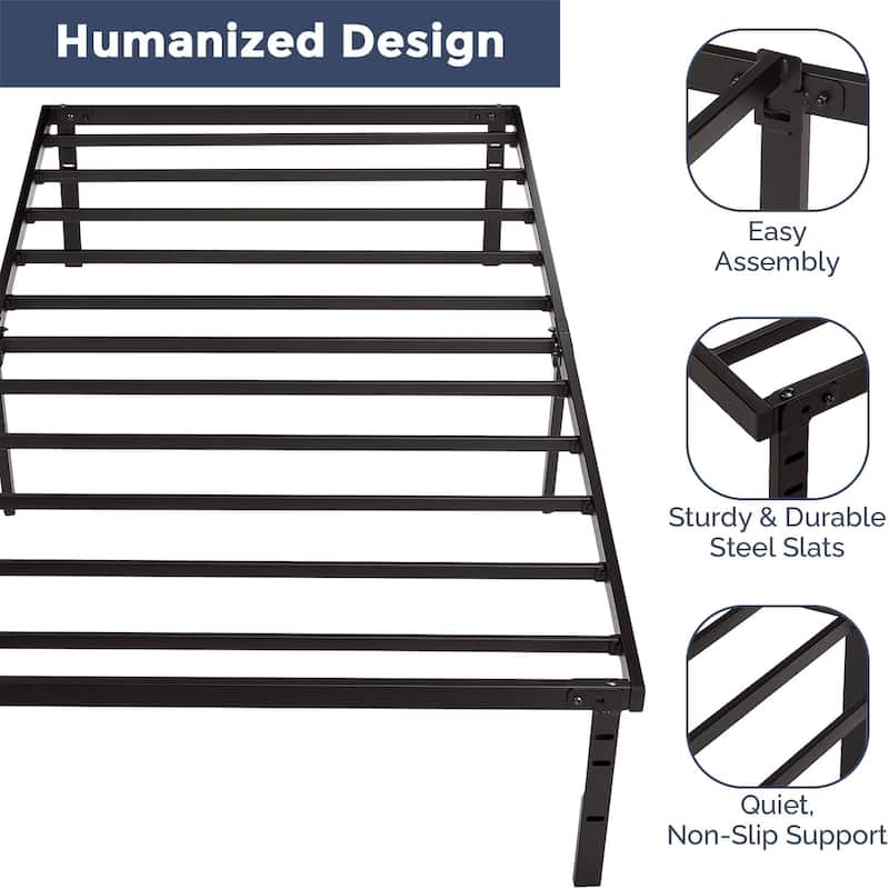 Twin Size Metal Bed Frame Platform Bed / Heavy Duty/ Solid Metal Slat / No Box Spring Needed, Twin Bed Frame