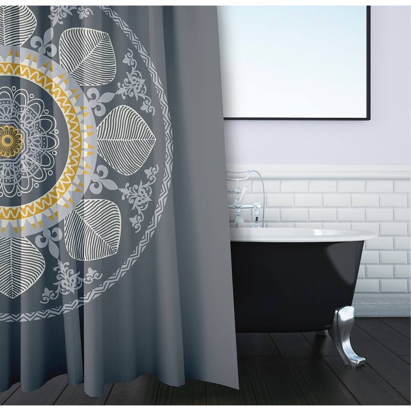 71 x 74-inch Stained Glass Geometric Print Shower Curtain