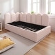 preview thumbnail 13 of 23, Twin Size Velvet Upholstered Daybed with Hydraulic Storage, Metal Slatted Frame & Interchangeable Side Panels Pink