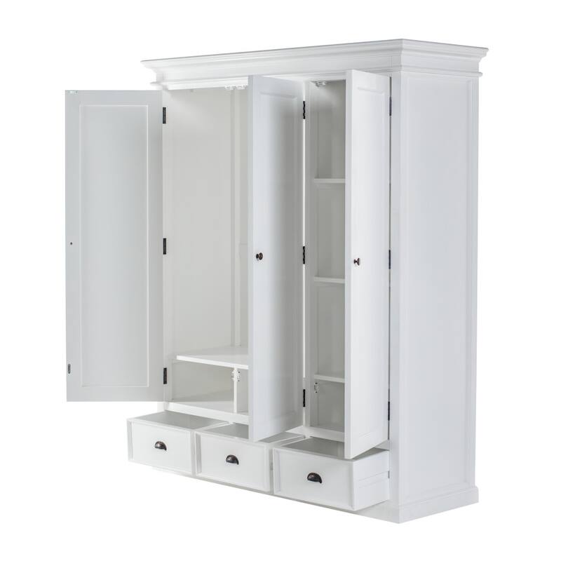 HomeRoots 62" Off White Solid Wood Frame Standard Curio Cabinet With Six Shelves