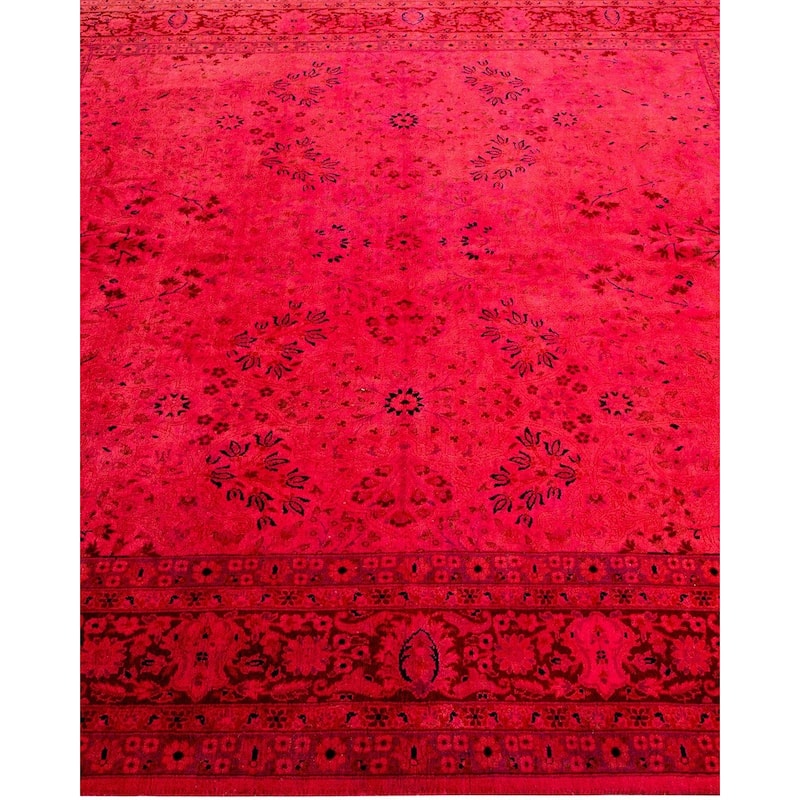 Overton Hand Knotted Wool Vintage Inspired Modern Contemporary Overdyed Pink Square Area Rug - 6' 1" x 6' 2"