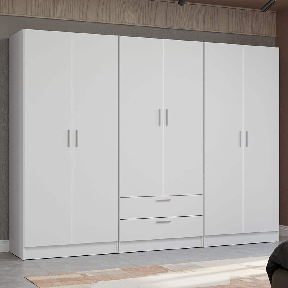 MADESA 6 Doors 2 Drawers Wardrobe Set Bedroom Storage Cabinet