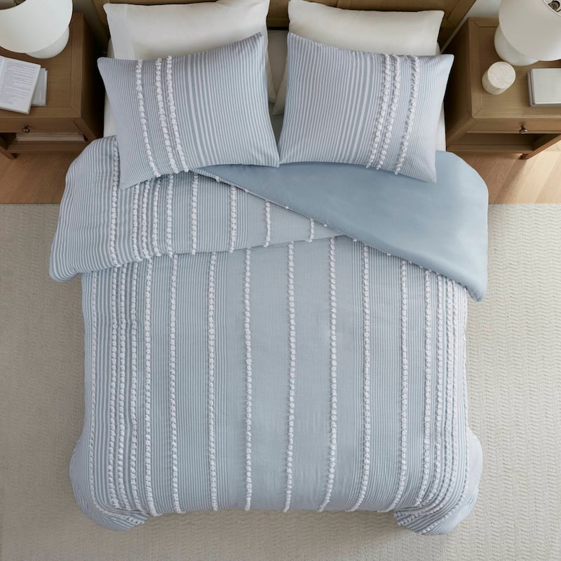 Harbor House Anslee Taupe 3 Piece Cotton Yarn Dyed Duvet Cover Set