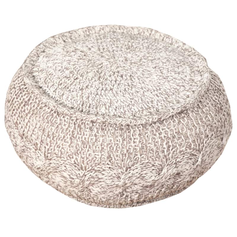 HomeRoots 20" Beige 100% Cotton Ottoman