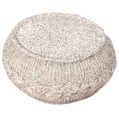 HomeRoots 20" Beige 100% Cotton Ottoman