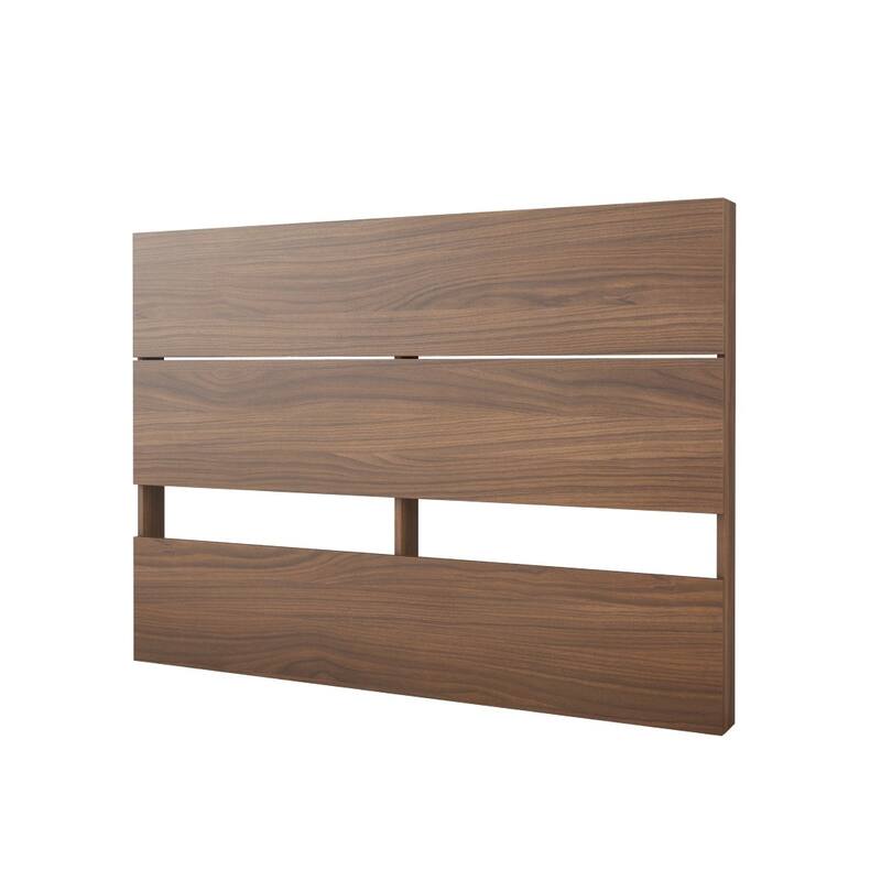 Nexera Platform Bed with Headboard, Walnut and Black