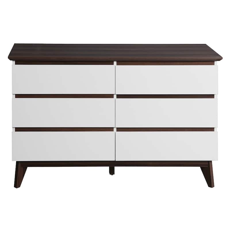 6-Drawer Double Dresser w/ Wide Drawers for Bedroom,Wood Storage Chest