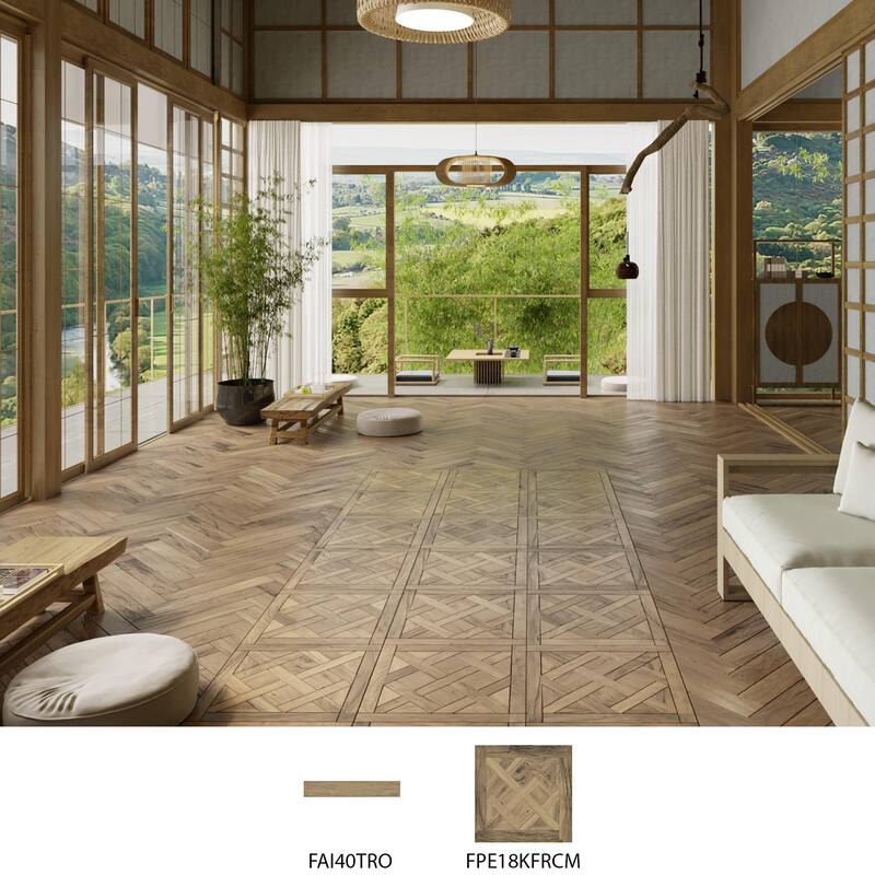 Merola Tile Kings Forest Lattice Natural 17-5/8" x 17-5/8" Ceramic Floor and Wall Tile