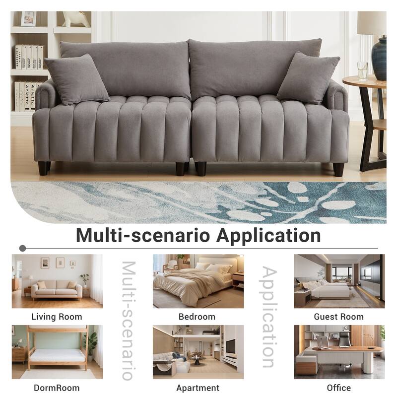 Futon Couch Sofa Bed with Pillows, Convertible Sleeper Sofa with Adjustable Backrest, Loveseat Sleeper Daybed