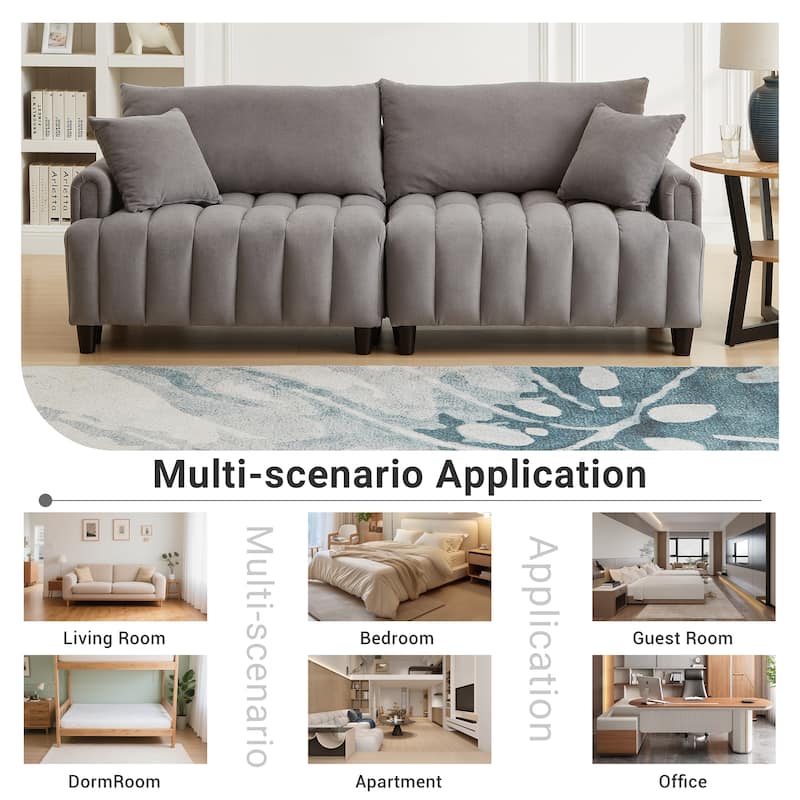 Futon Loveseat Couch Convertible into Sleeper Sofa Bed with Hidden Storage and Adjustable Backrest, Modern Loveseat Sleeper
