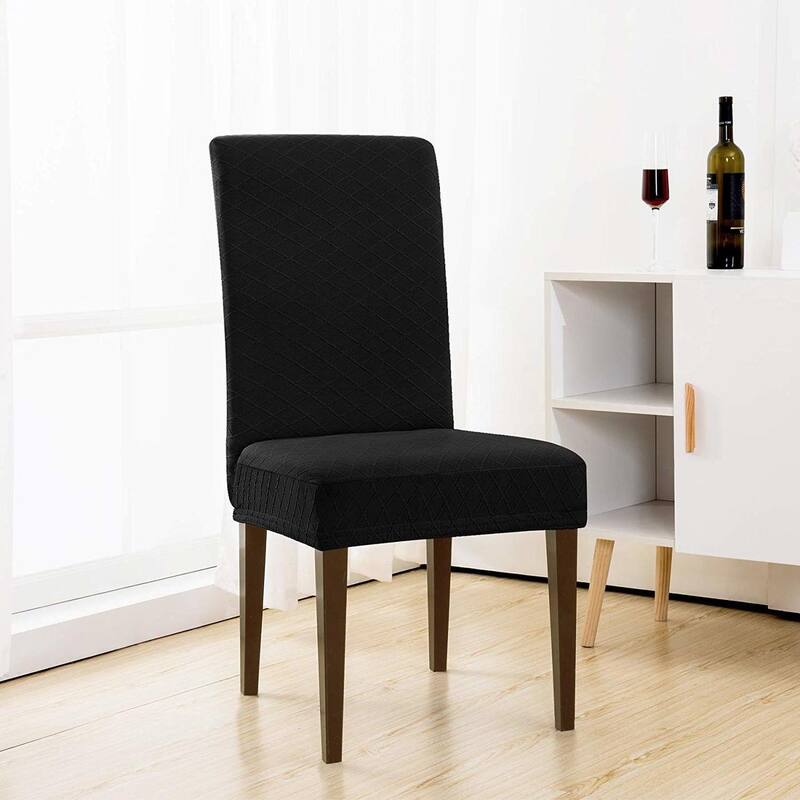 Enova Home Rhombus Jacquard Stretchy Universal Dining Chair Slipcovers Set of 4