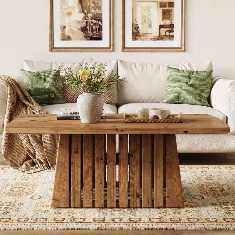 Solid Wood Coffee Table, 47-Inch Rectangular Center Table