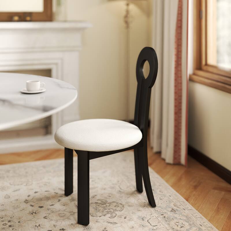 Vintage Rubber Solid Wood Dining Chair, Sheep Plush Dining Chair, Armless Dining Chair(Set Of 2)