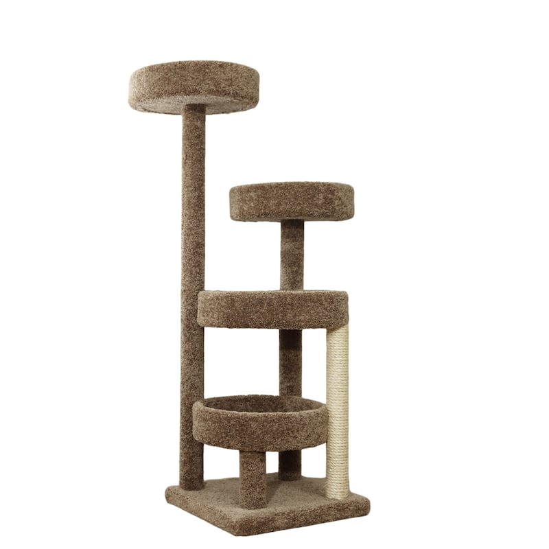 Multi-Level Carpet Cat Climbing Tree with Cozy Hideaways, Staggered Platforms and Durable Sisal Scratching Posts for Indoor Cats