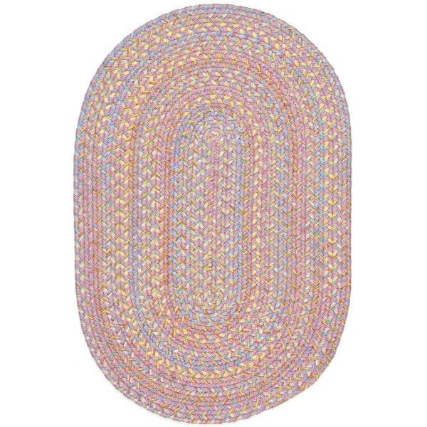 slide 2 of 9, Rhody Rug Playful Indoor/Outdoor Braided Area Rug 10' x 13' Oval - Pink
