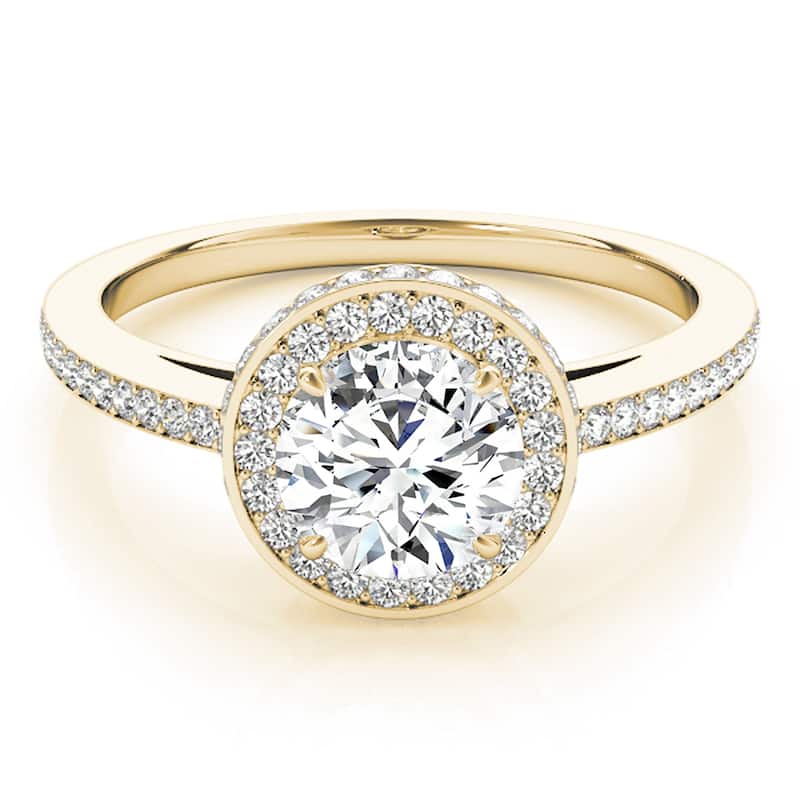 Auriya 14k Yellow Gold Lab Grown Round Diamond Halo Engagement Ring 0.50 to 5.00 ct. tw. (F-G VS)