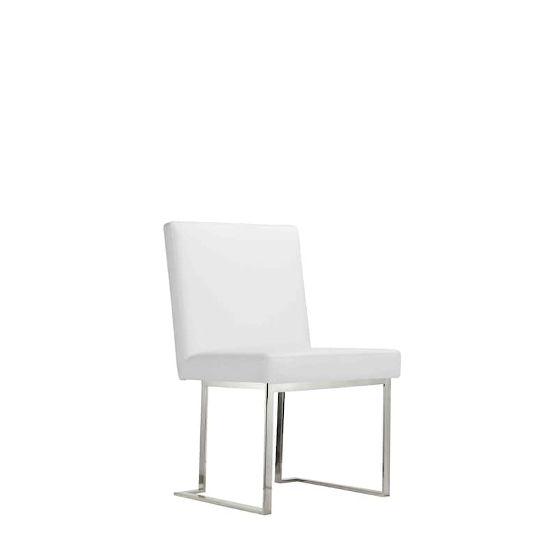 Boly 19 Inch Side Dining Chair Set of 2, Chrome Cantilever Steel Base White