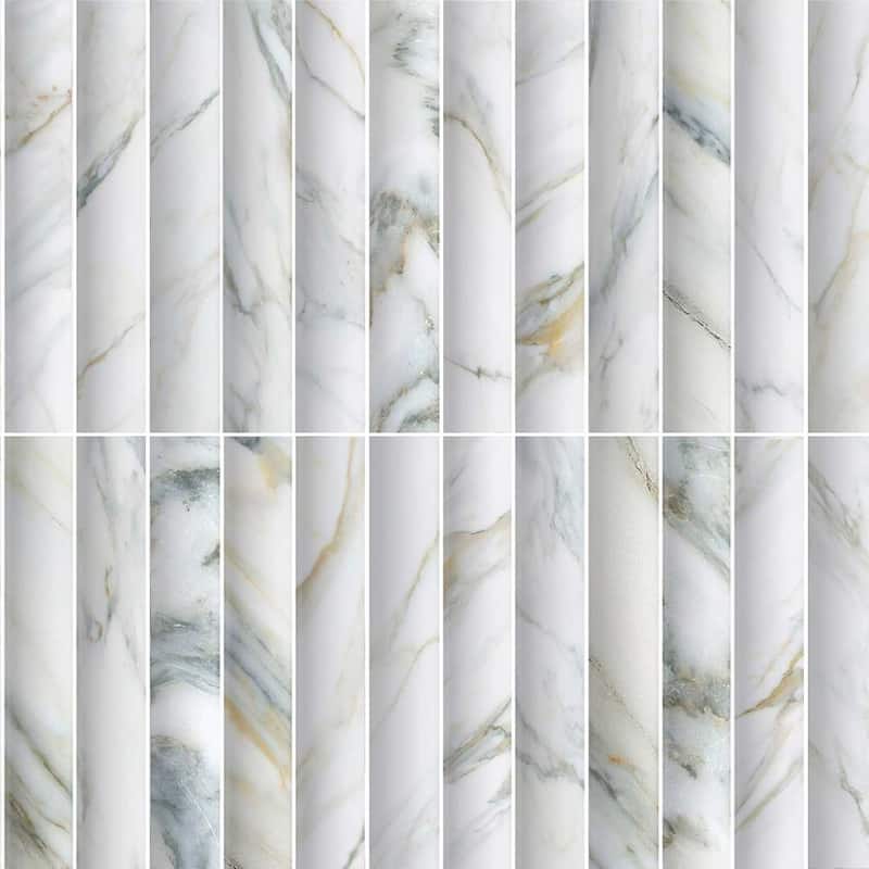 Lyrical 4.5x9 Matte Marble Look Porcelain Fluted Ribbed Tile - Wall, Backplash - Case of 22 (6.29 Sq. ft.) - Calacatta Gold