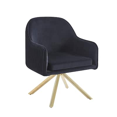 Velvet Accent Chair Dining Chairs Lounge Chairs with Gold Legs, Black