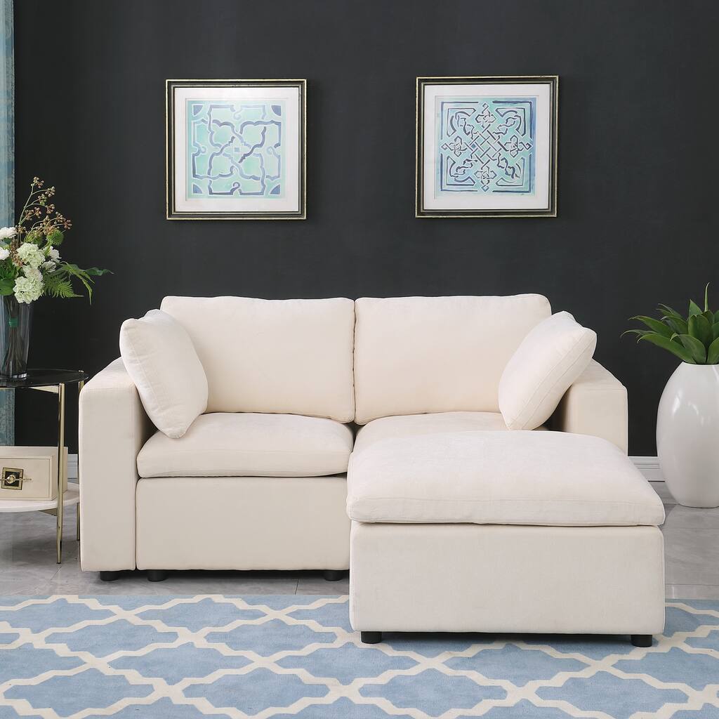 Convertible L Shaped Modular Sectional Sofa Loveseat with Ottoman